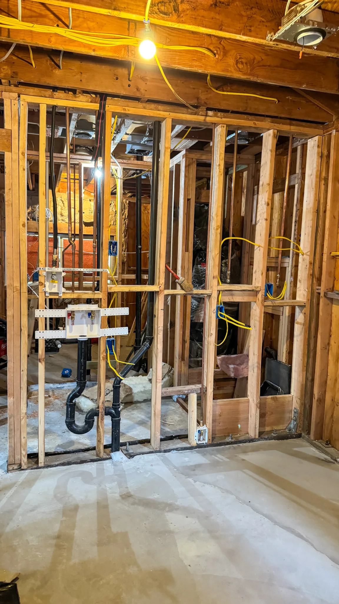 ADU wall framing standing on the new foundation