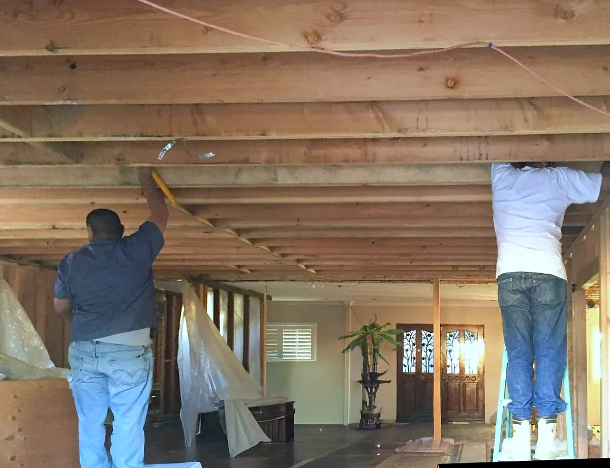 Ceiling joists exposed during renovation