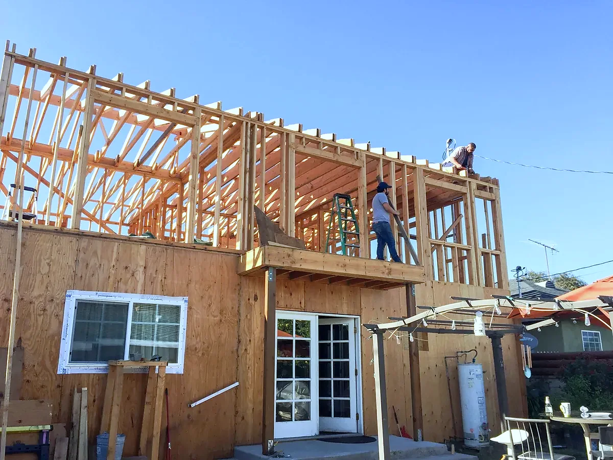 Rear framing during the addition