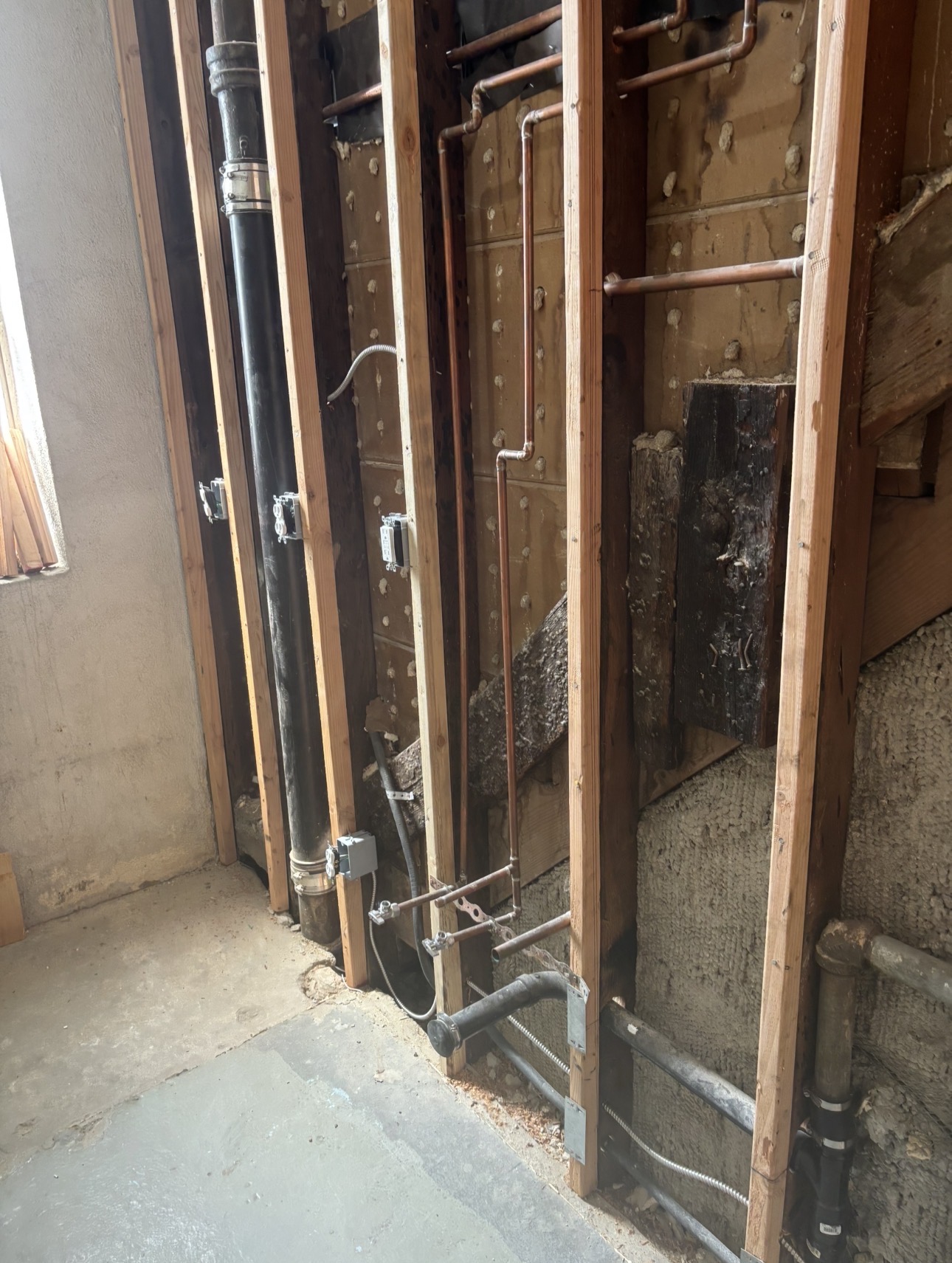 Metal stud framing for warehouse breakroom kitchen build-out